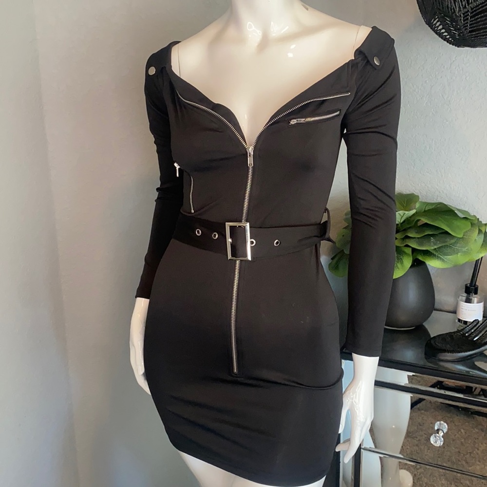 Off the shoulder long sleeve dress